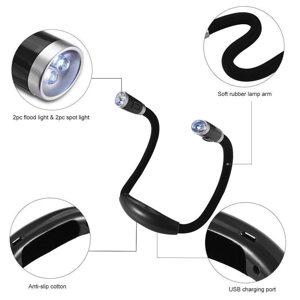 Portable U Shaped LED Book Light Handsfree Flexible Neck Reading Lamp 6