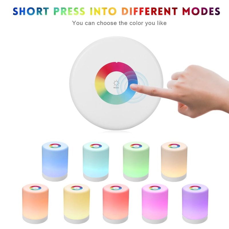 RGB Touch Night Light Rechargeable LED Bedside Lamp For Bedroom Kids Camping 2
