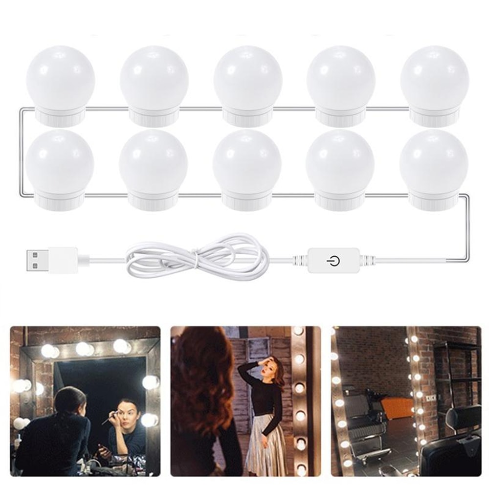 USB Vanity Mirror Lights Adjustable Brightness LED Makeup Light Kit For Dressing Tables 6