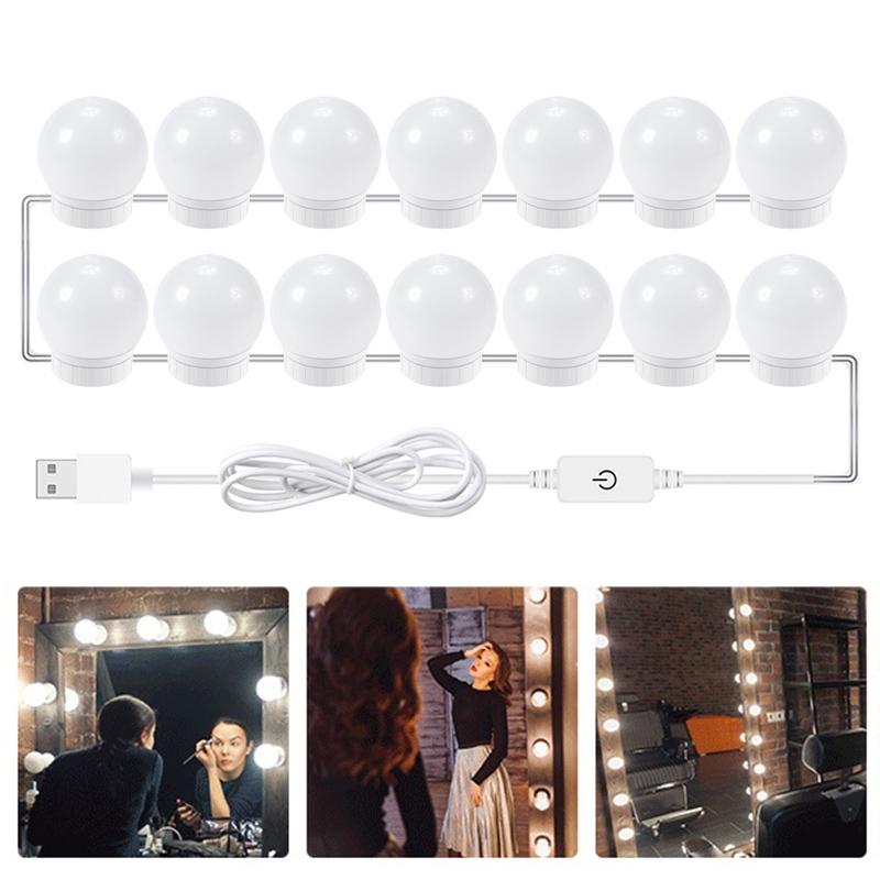 USB Vanity Mirror Lights Adjustable Brightness LED Makeup Light Kit for Dressing Tables