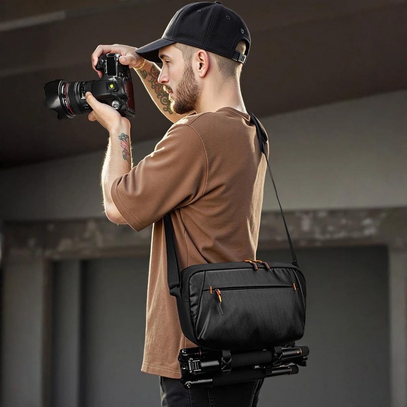 Water Resistant DSLR Camera Sling Bag With Removable Dividers Tripod Strap 5