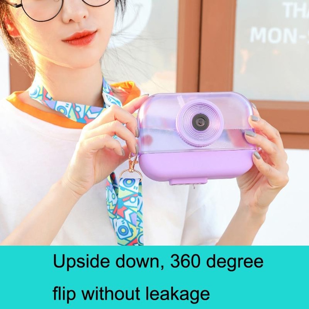 Kids Camera Straw Water Bottle Leakproof Travel Juice Cup 400ml 8