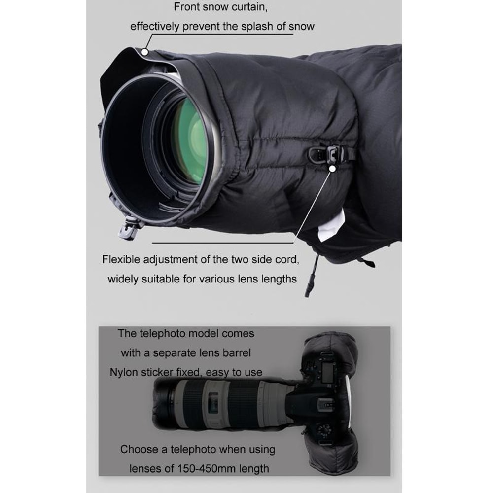 Camera Cold Weather Cover For DSLR Mirrorless Cameras With Waterproof Lens Protection 8