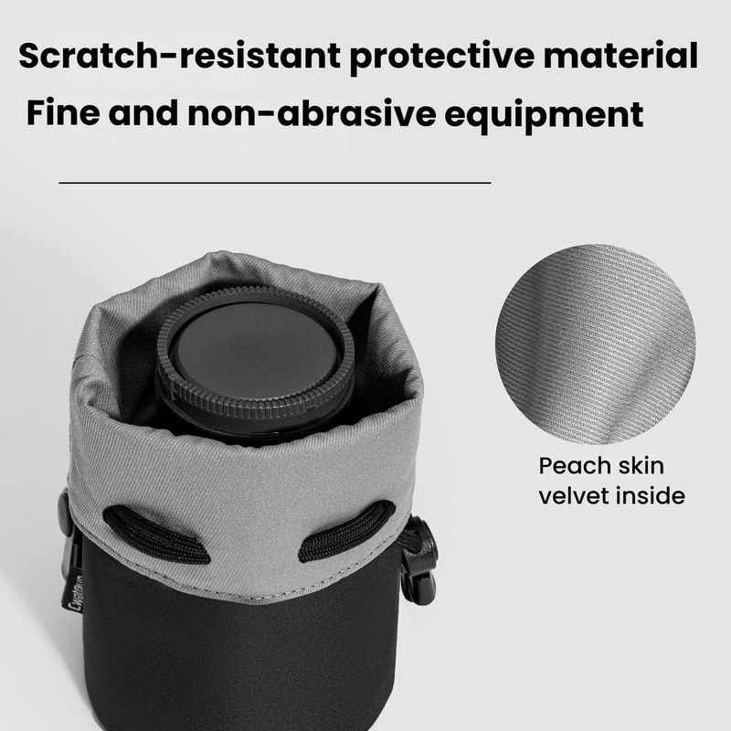D296 Camera Lens Pouch Soft Shockproof WaterResistant DSLR Lens Case 2