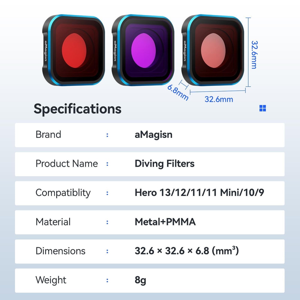 GoPro HERO Underwater Dive Filter Lens For Clear Ocean Filming 8