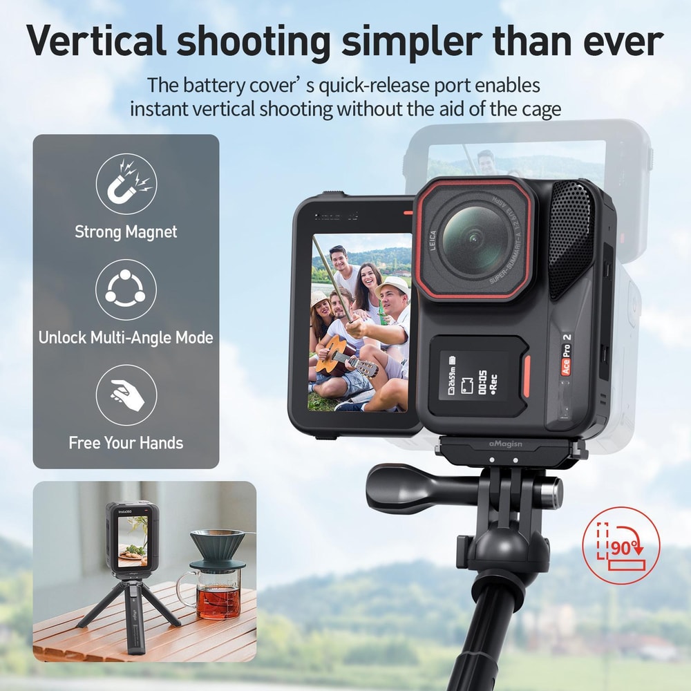 Magnetic Vertical Battery Door For Insta360 Ace Pro 2 Splashproof Quick Release Cover 7