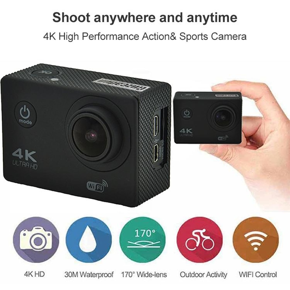 4K WiFi Waterproof Action Camera For Cycling Diving Adventure Sports Recording 7