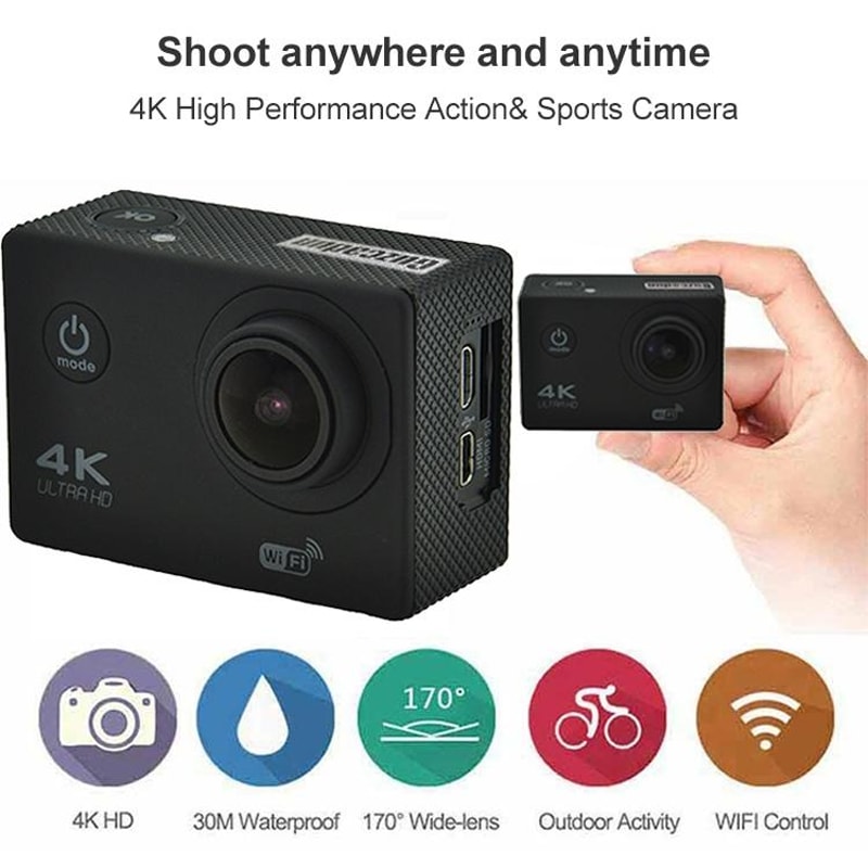 4K WiFi Waterproof Action Camera For Cycling Diving Adventure Sports Recording 7