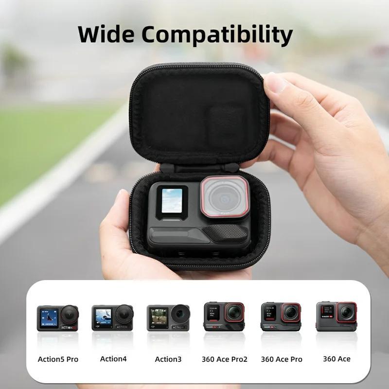 Portable Action Camera Case with Carabiner for DJI Osmo Action, Insta360 Ace Pro & GoPro