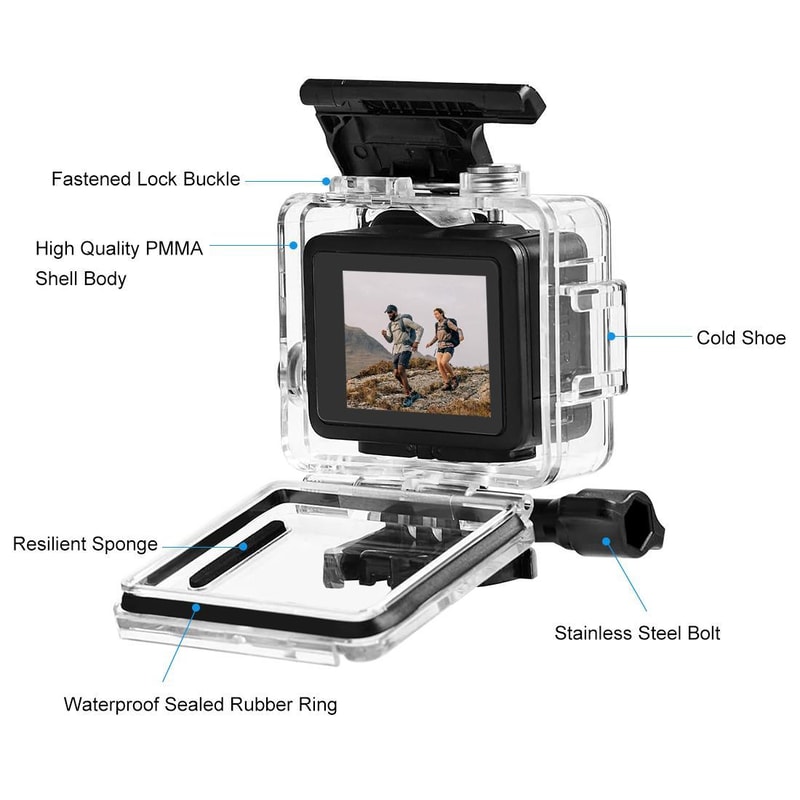 60m GoPro Waterproof Case For HERO 4K 2024 With Diving Mount Kit 4