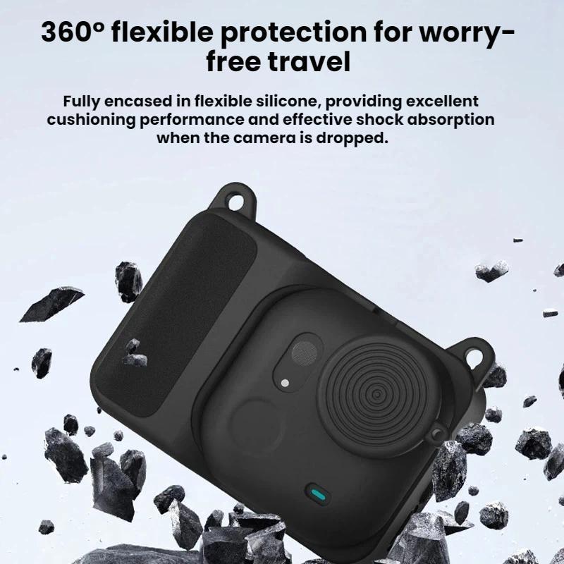 Silicone Protective Case For Insta360 GO Ultra Camera With Lens Cover Lanyard 4