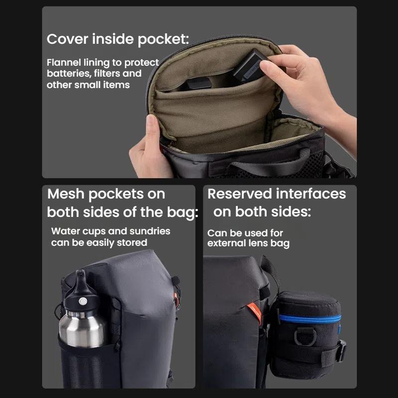 Camera Sling Bag for DSLR & Mirrorless Cameras with Expandable Crossbody Waist Design