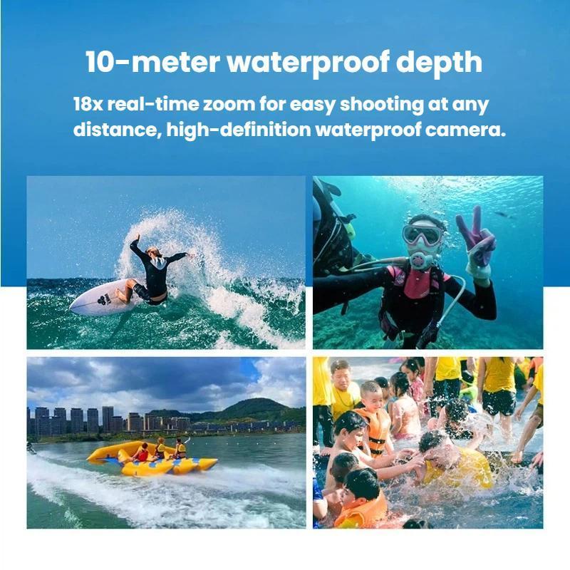 AquaSnap 4K Waterproof Camera With Dual Screen Selfie Display IP68 Underwater Protection 10