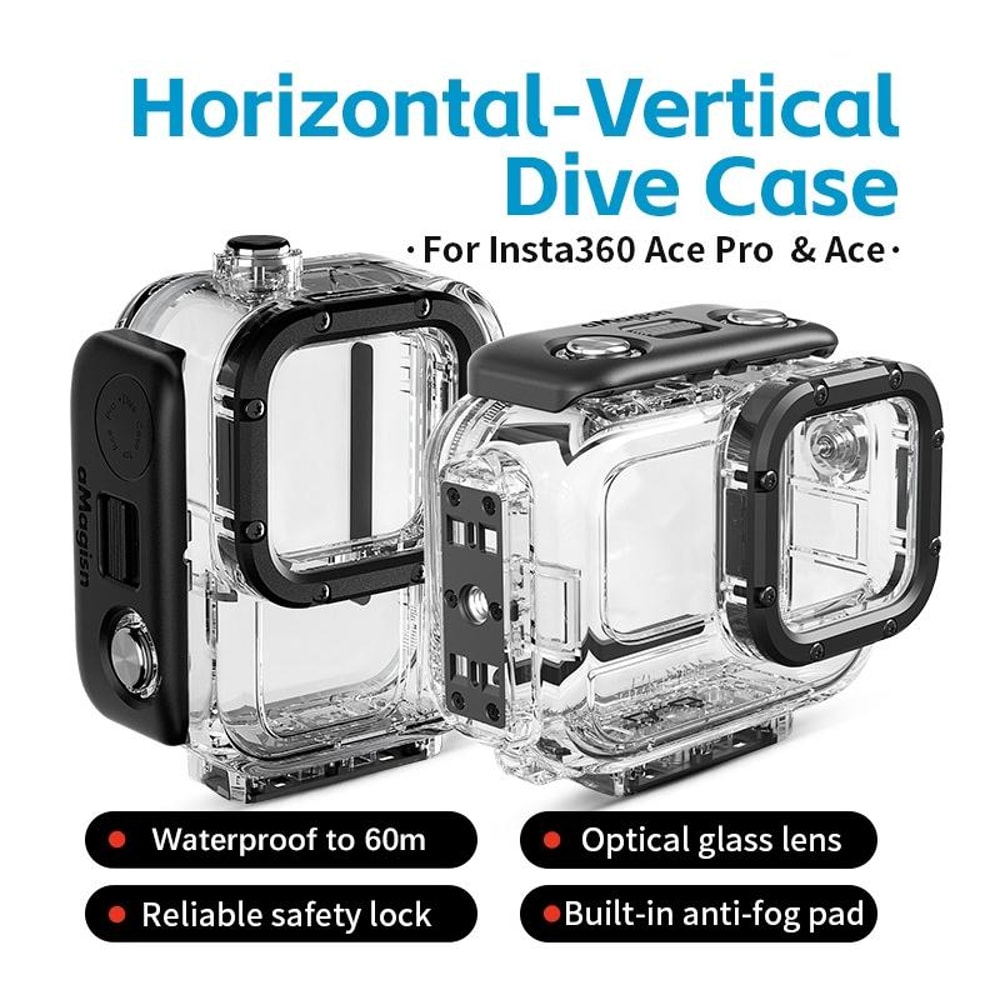 60M Insta360 Ace Dive Case Waterproof Housing for Vertical & Horizontal Shooting
