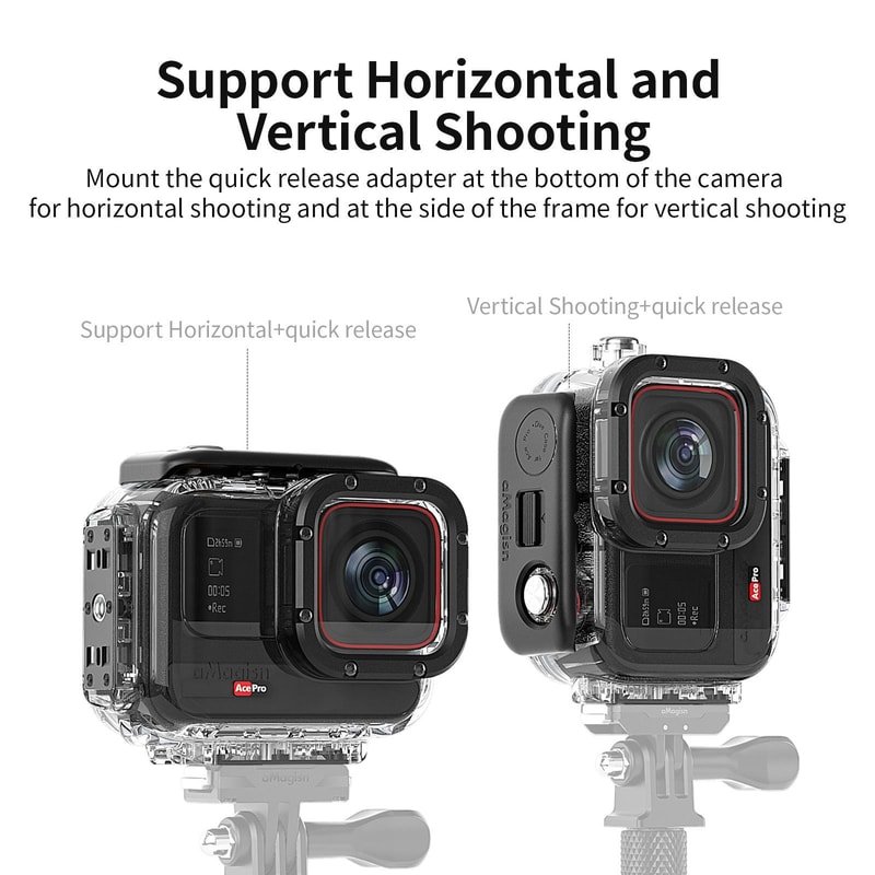 60M Insta360 Ace Dive Case Waterproof Housing for Vertical & Horizontal Shooting