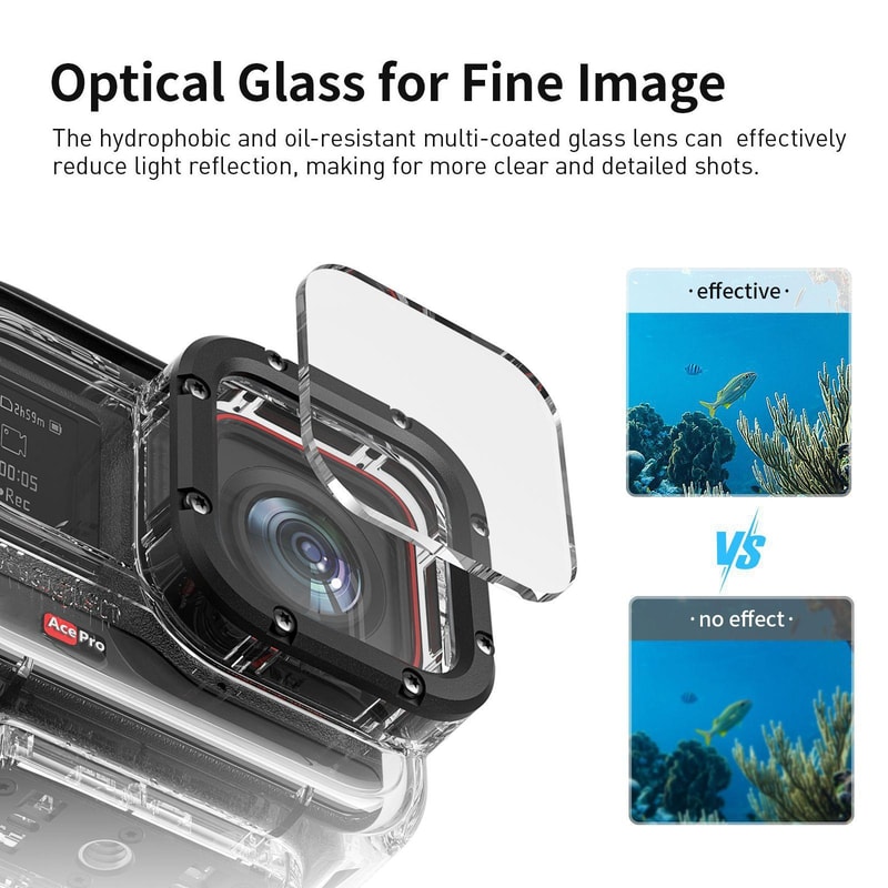 60M Insta360 Ace Dive Case Waterproof Housing for Vertical & Horizontal Shooting