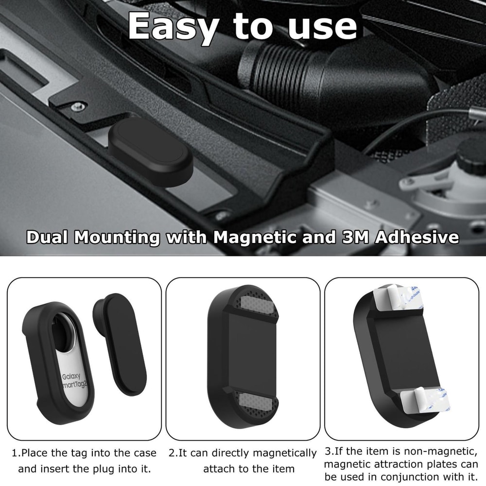 Magnetic Waterproof SmartTag2 Holder Case for Car & Bike with Hidden GPS Tracker Mount