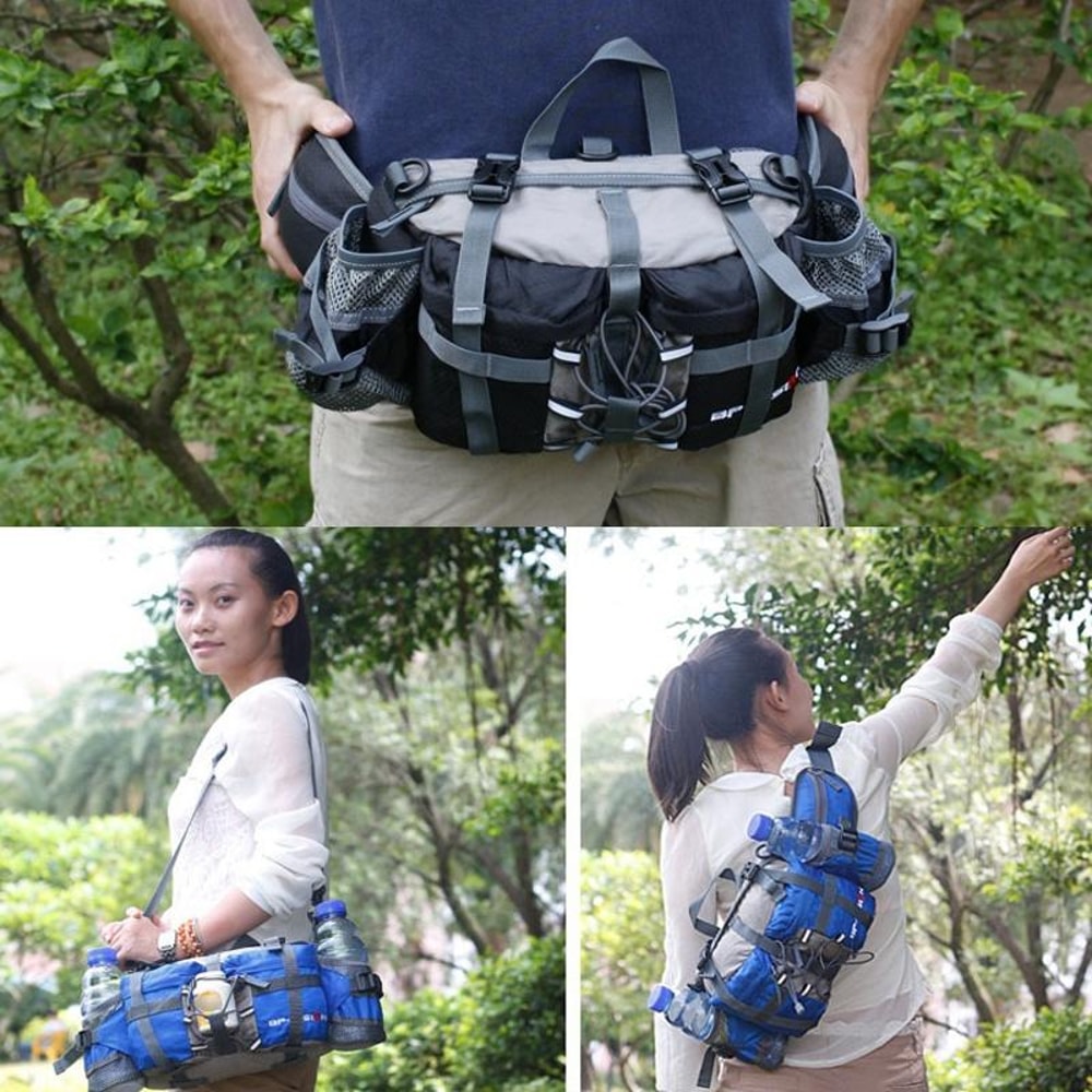 Waterproof Cycling Waist Pack With Bottle Holder For Hiking Running Outdoor Sports 8
