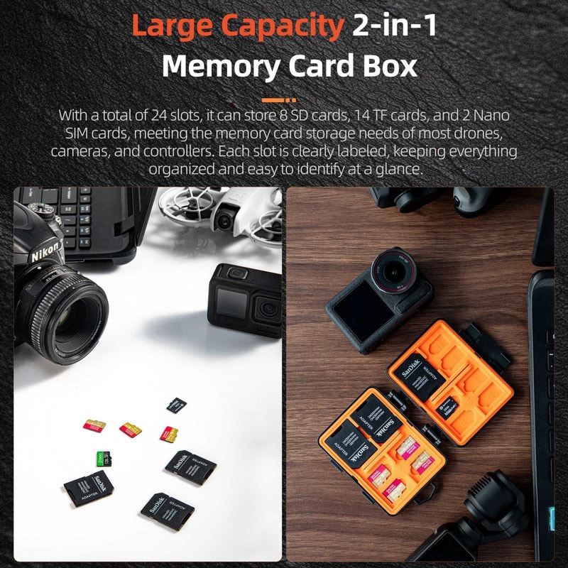 Waterproof Memory Card Case for SD TF Cards Compatible with DJI GoPro Insta360