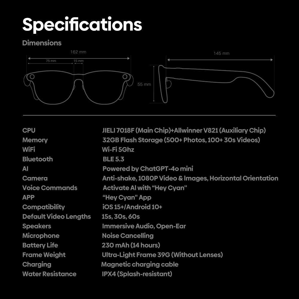 AI Smart Glasses With 1080P Camera And Open Ear Audio Assistant 5