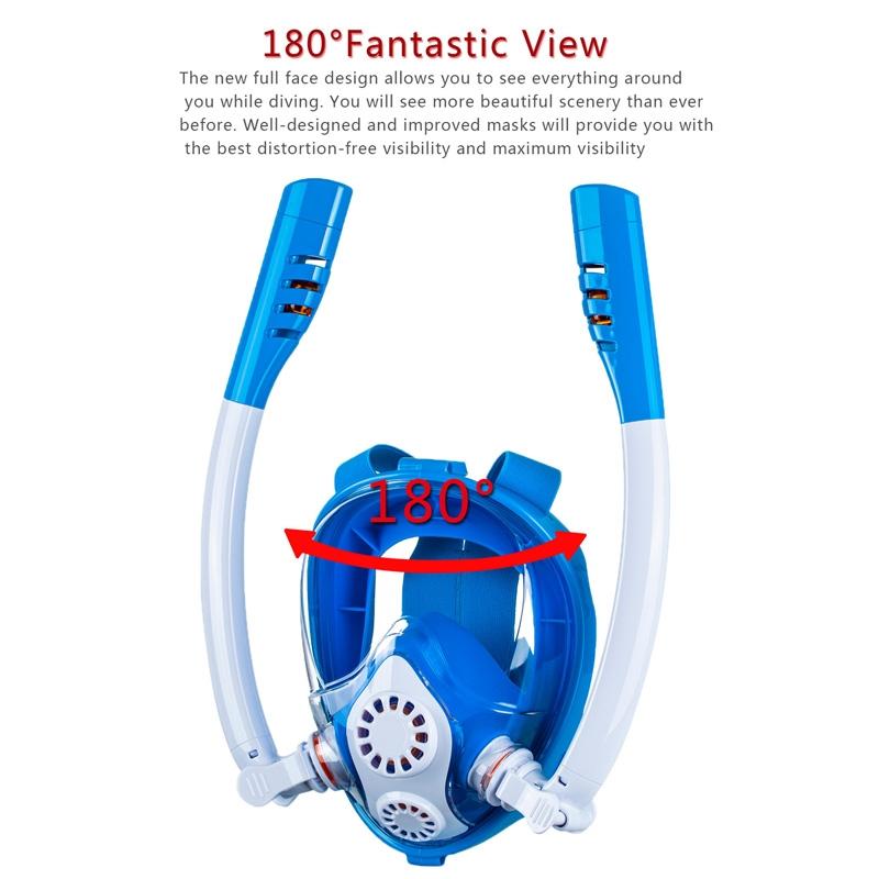 Kids Full Face Snorkeling Mask With Dry Top Breathing Tubes Anti Fog Panoramic View 5
