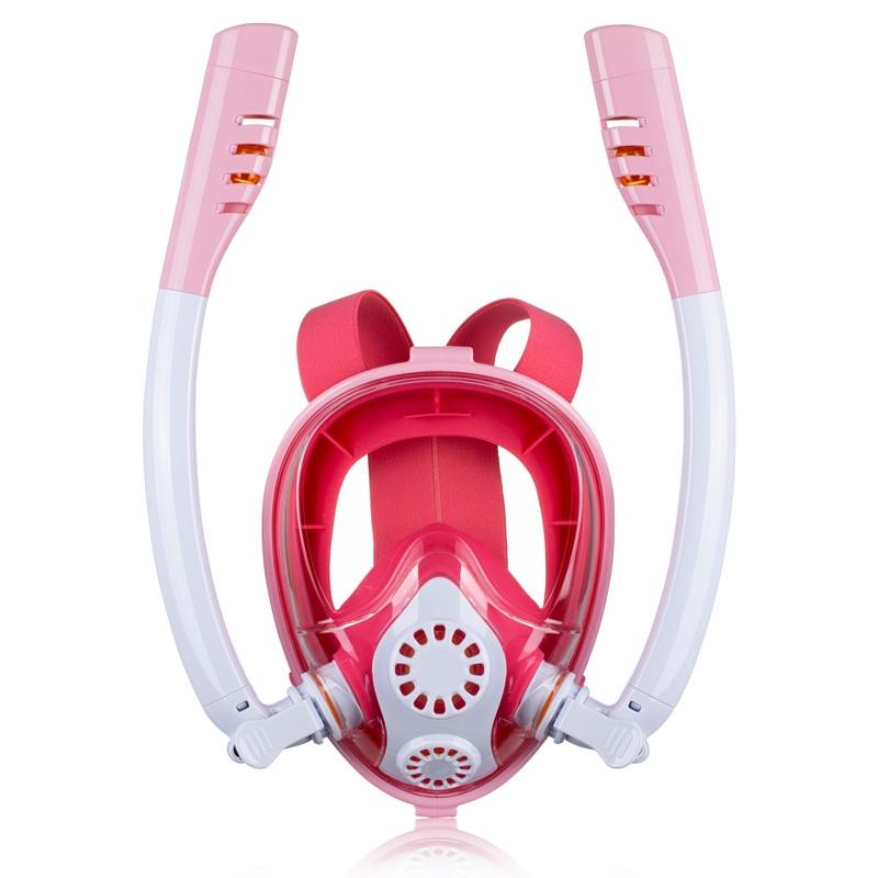 Kids Full Face Snorkeling Mask With Dry Top Breathing Tubes Anti Fog Panoramic View 4