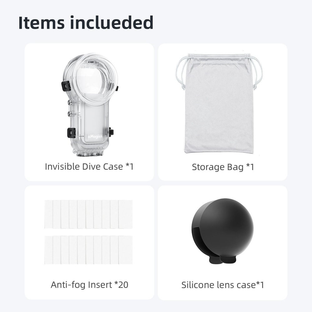 Insta360 X5 60M Waterproof Diving Case with Invisible Selfie Stick Support