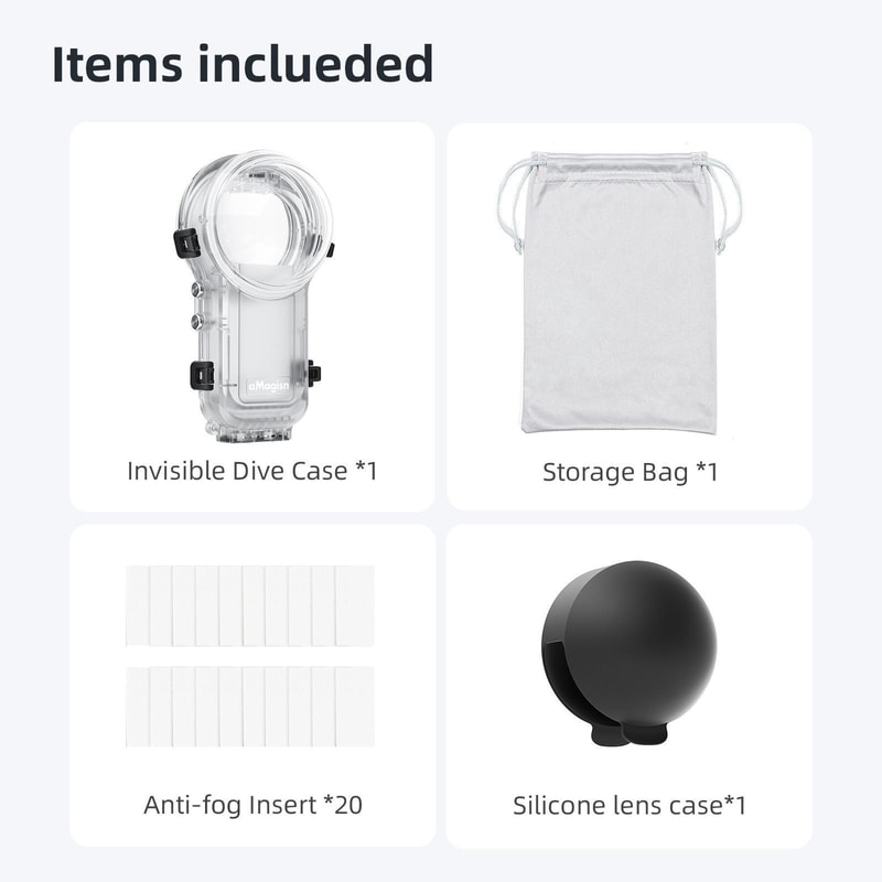 Insta360 X5 60M Waterproof Diving Case with Invisible Selfie Stick Support