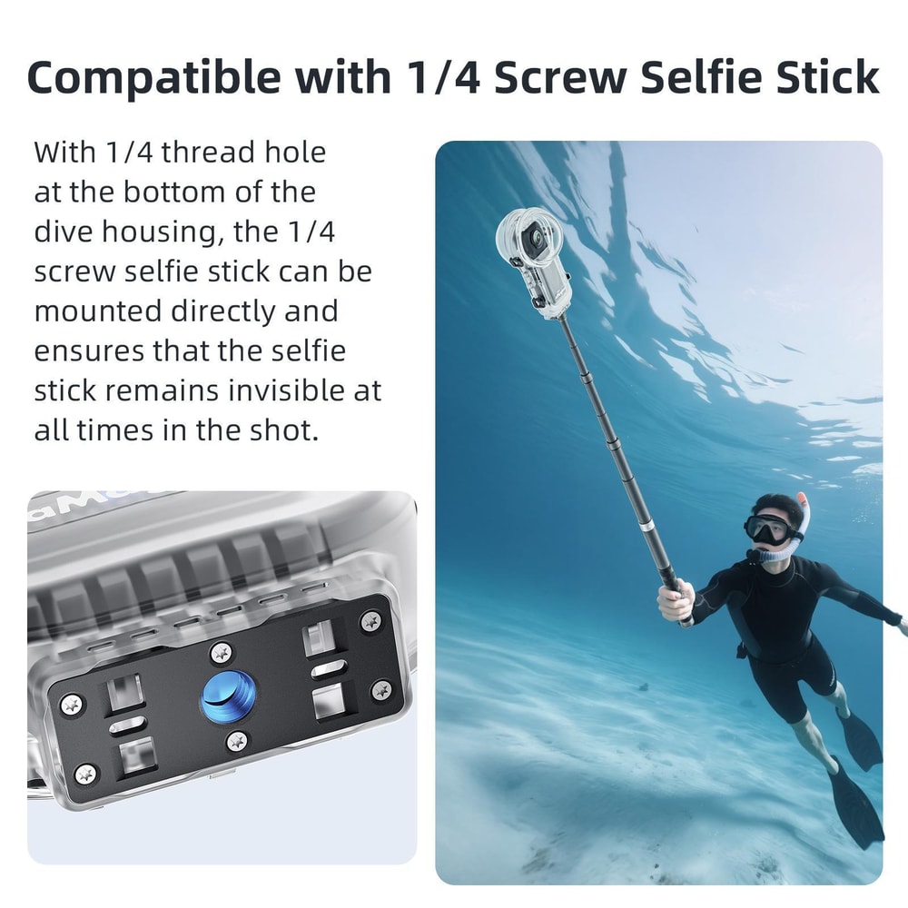 Insta360 X5 60M Waterproof Diving Case with Invisible Selfie Stick Support