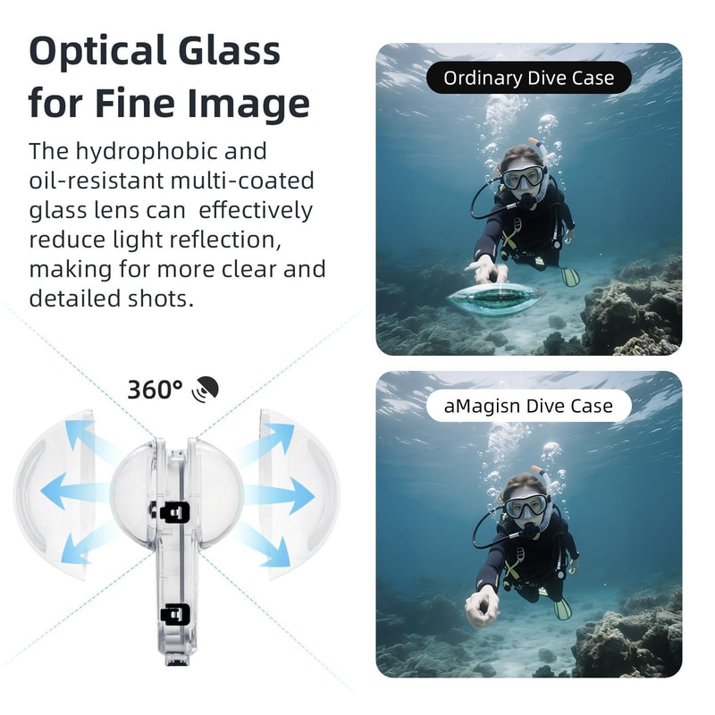 Insta360 X5 60M Waterproof Diving Case with Invisible Selfie Stick Support