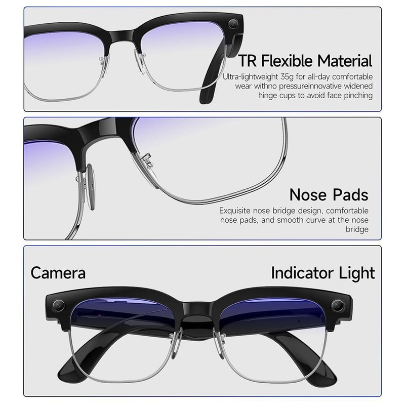 AI Smart Glasses With 8MP Camera Real Time Translation Bluetooth Calling 13