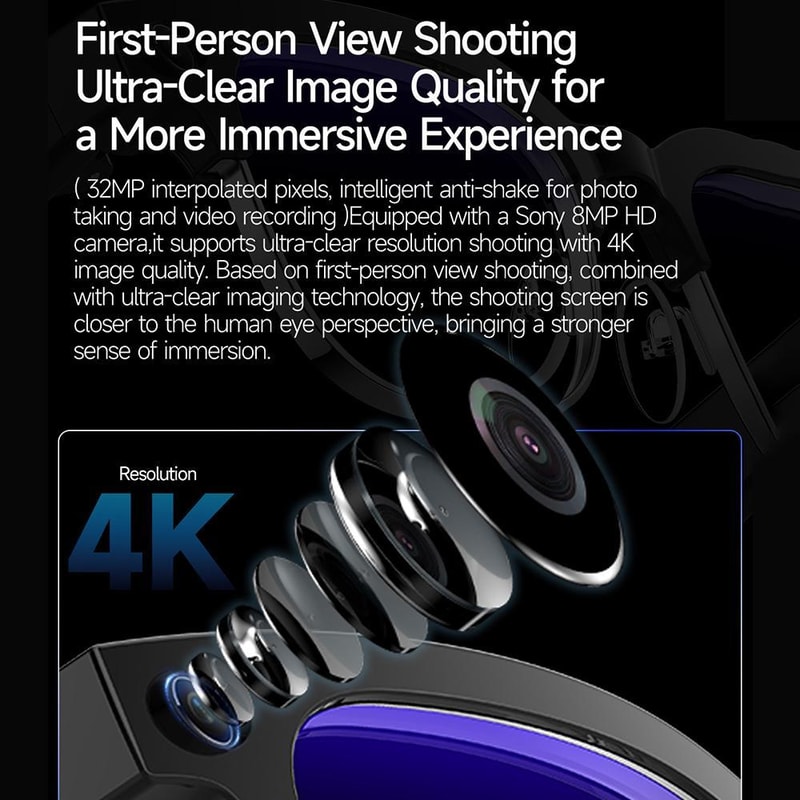 AI Smart Glasses With 8MP Camera Real Time Translation Bluetooth Calling 14