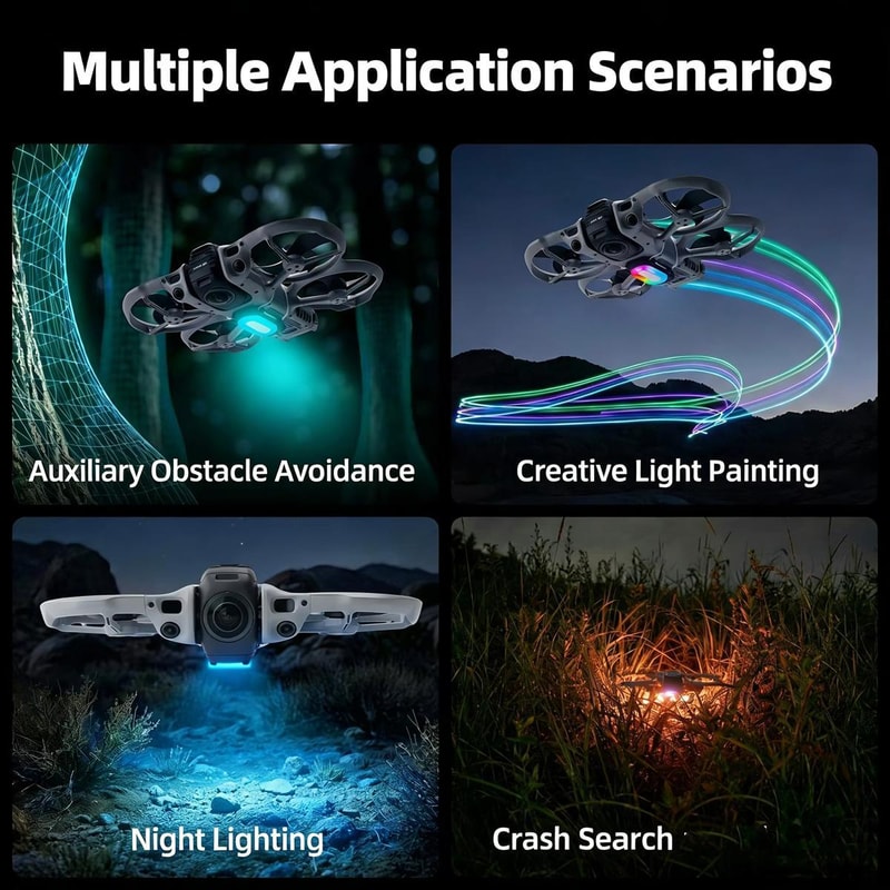 RGB LED Landing Light for DJI Avata 360 with 38 Modes & Night Flight Protection