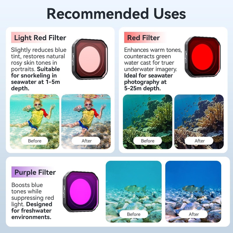 Underwater Dive Filter Lens Protector for Insta360 Ace Pro 2 Waterproof Camera