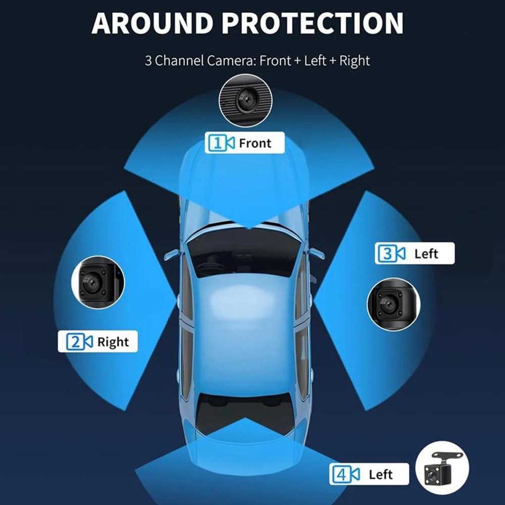 1080P HD Dash Camera with Night Vision & 4 Way Recording for Safer Driving
