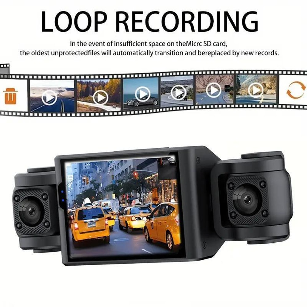 1080P HD Dash Camera with Night Vision & 4 Way Recording for Safer Driving