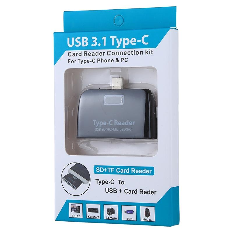 USB C SD TF Card Reader Hub With USB Port And LED Indicator For MacBook Laptop Android 5