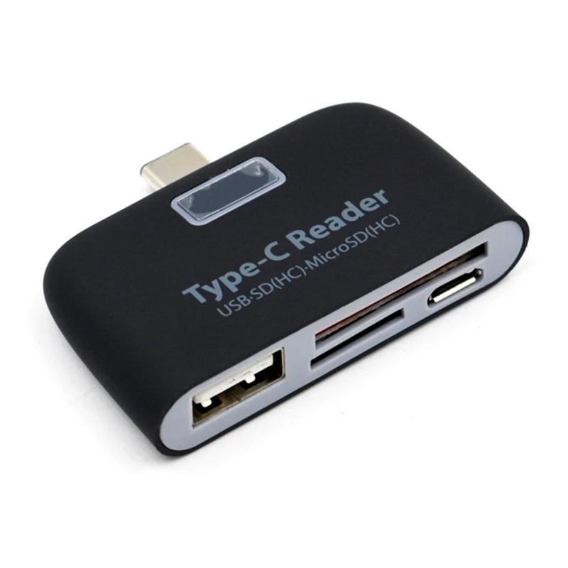 USB C SD TF Card Reader Hub With USB Port And LED Indicator For MacBook Laptop Android 8