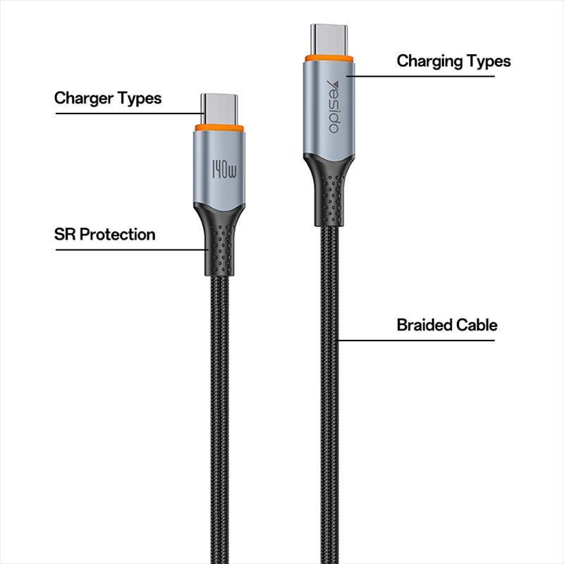 140W USB C Fast Charging Cable 1.2m Braided Type C Charger Cord