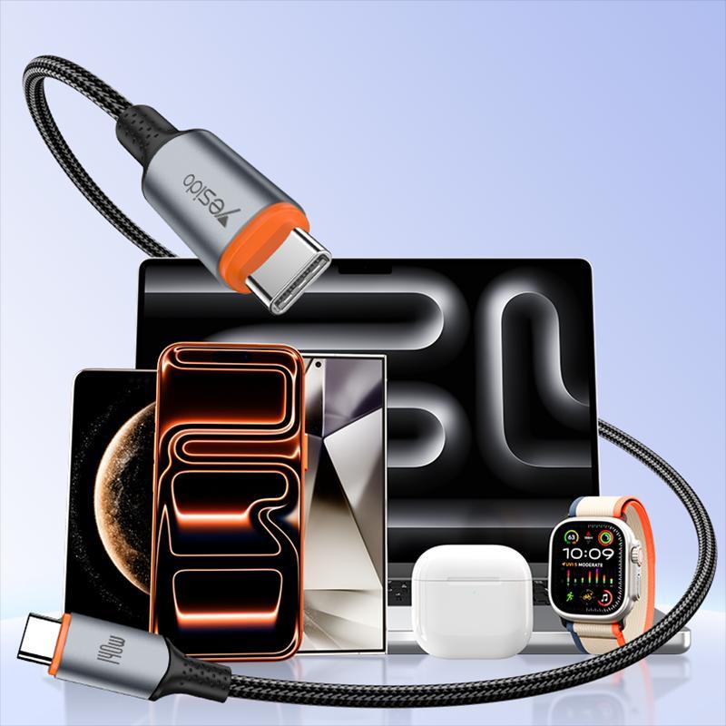 140W USB C Fast Charging Cable 1.2m Braided Type C Charger Cord