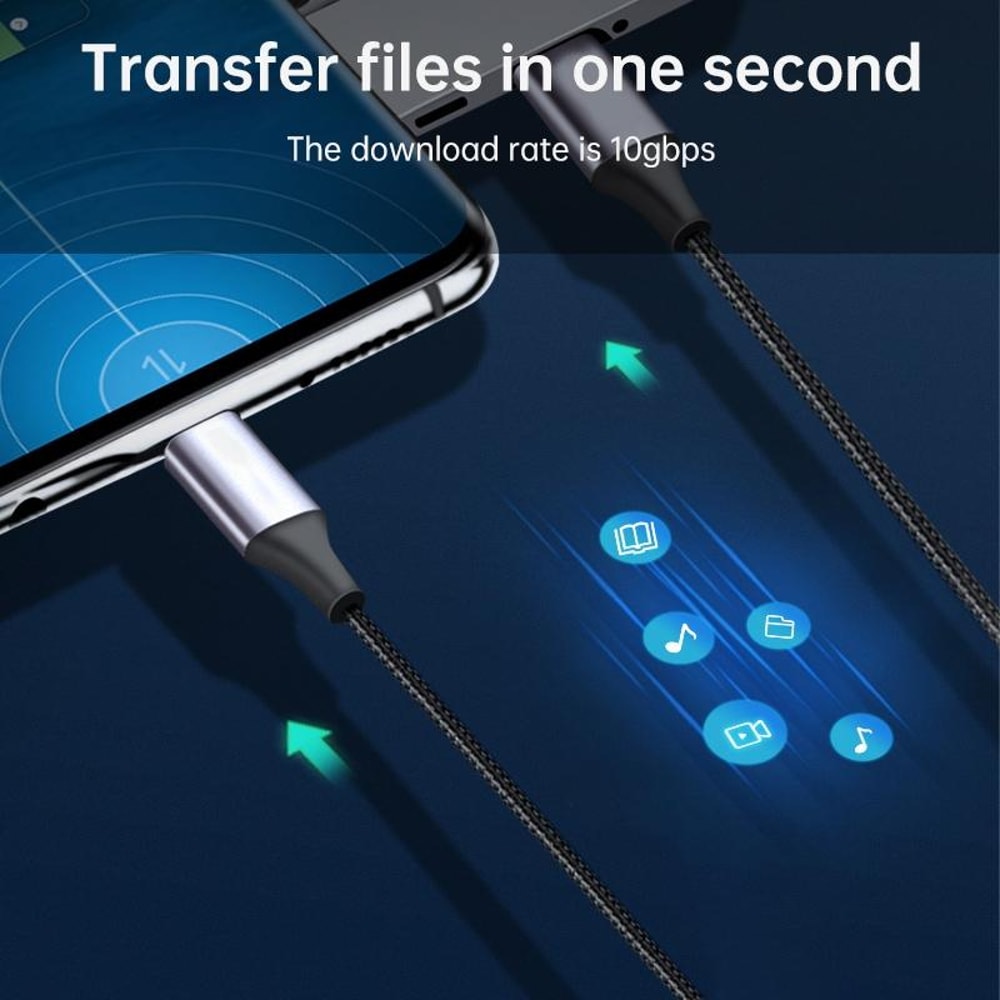 10Gbps USB C Cable Fast Charging Nylon Braided Type C Data Transfer Cord