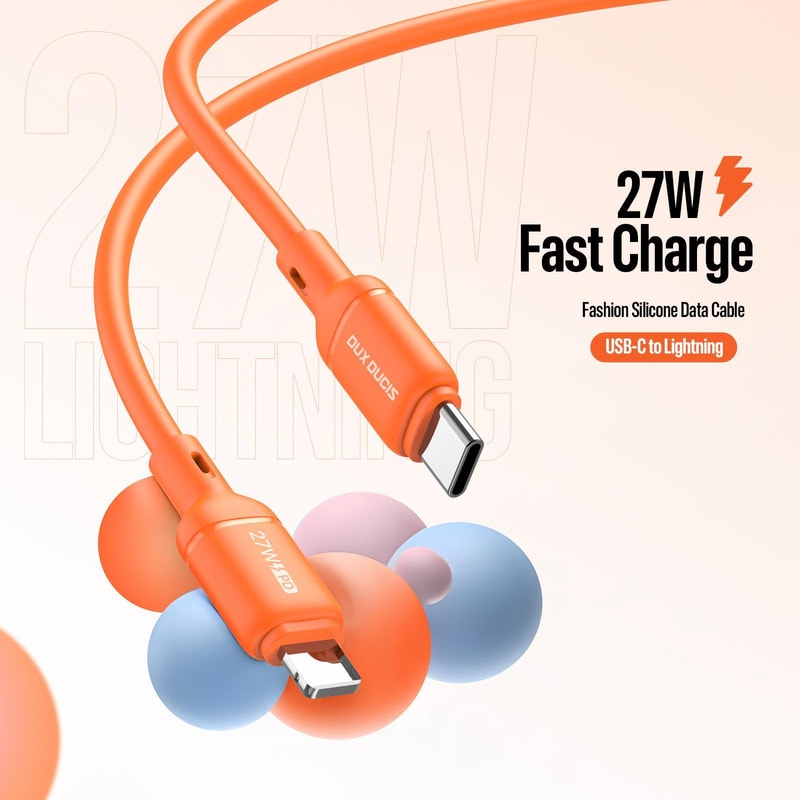 27W USB C To Lightning Silicone Fast Charging Cable 3