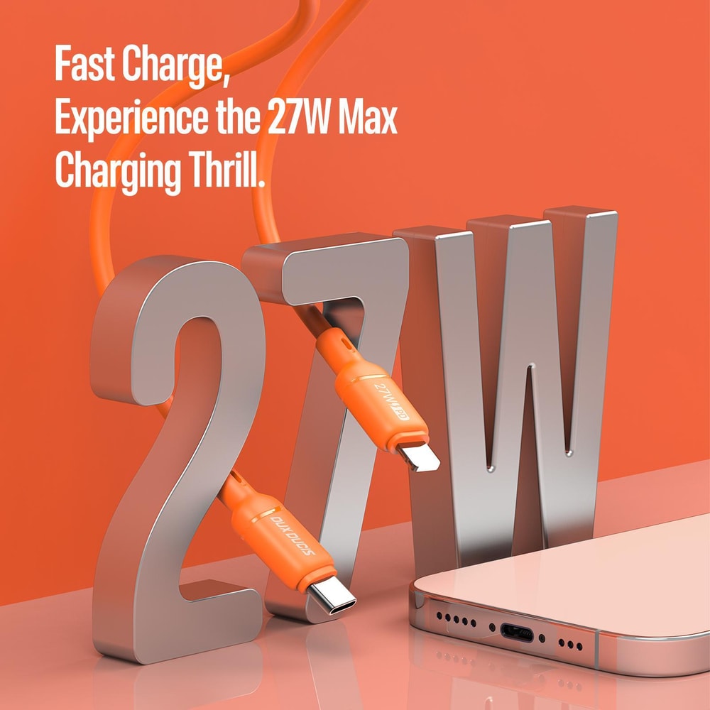 27W USB C To Lightning Silicone Fast Charging Cable 4