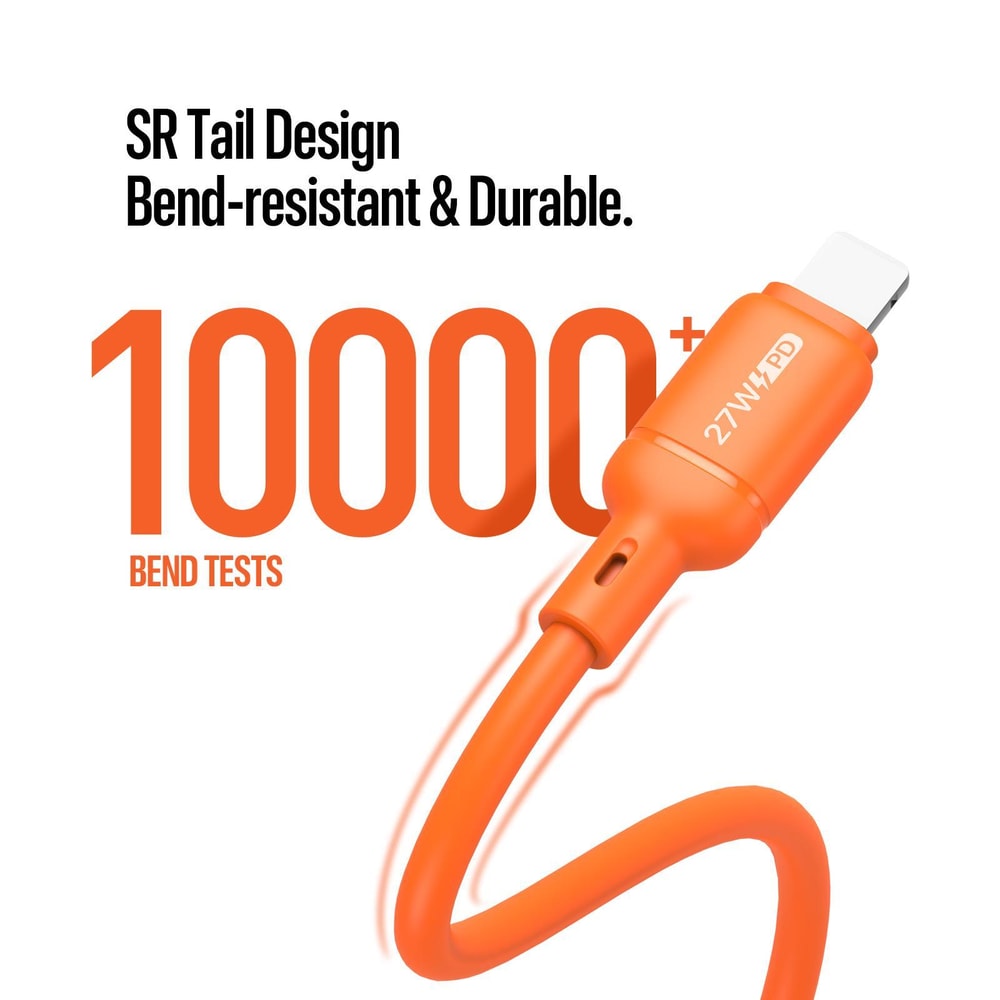 27W USB C To Lightning Silicone Fast Charging Cable 6