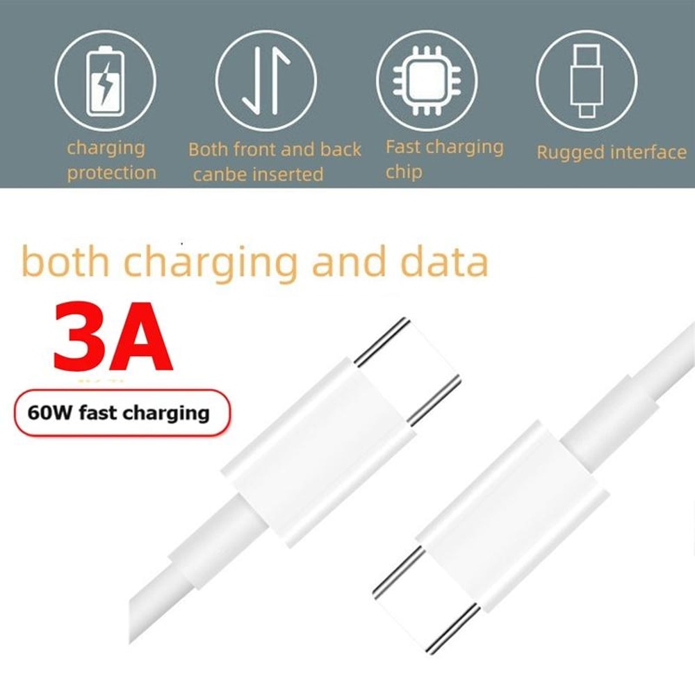 60W USB C To USB C Cable Fast Charging Cord 4
