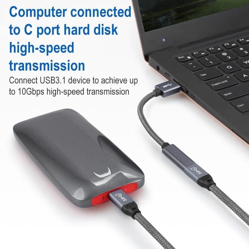 USB 3.0 to USB C Female Extension Cable 15cm Fast Charging Data Adapter