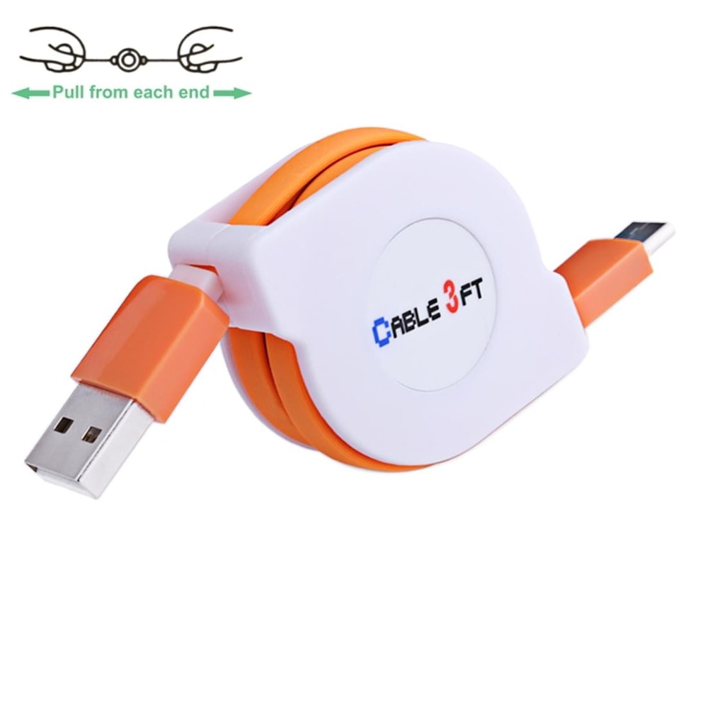 Retractable USB C Charging Cable 1M 2A Fast Sync Type C Data Cable