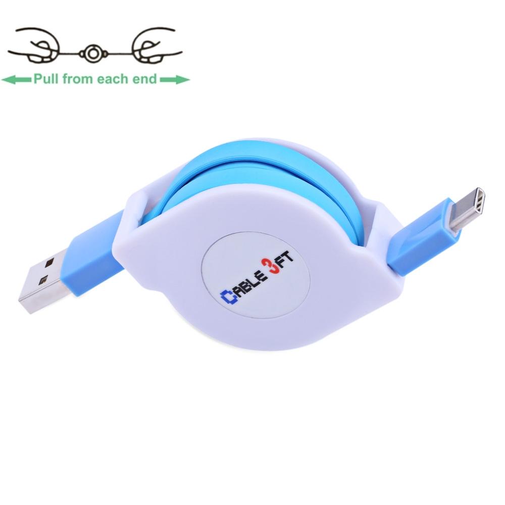 Retractable USB C Charging Cable 1M 2A Fast Sync Type C Data Cable