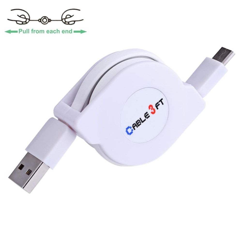 Retractable USB C Charging Cable 1M 2A Fast Sync Type C Data Cable