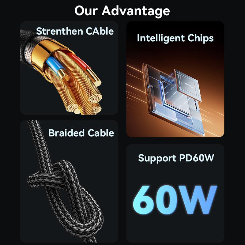 USB C To USB C Cable 60W Fast Charging Braided Data Cable 2